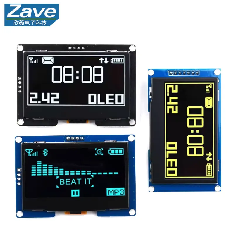 2.42'' 2.42 inch OLED Display Module 128x64 LCD HD Screen Module SSD1309 7 Pin SPI/IIC I2C Serial Interface for Arduino UNO R3