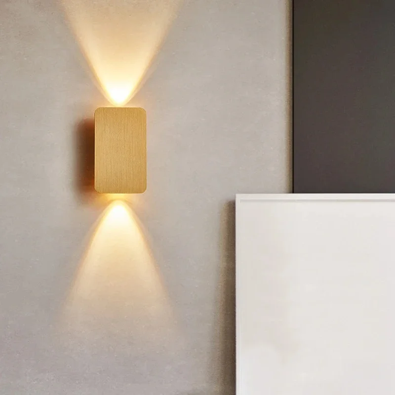 Applique murale LED rectangulaire or/noir au design moderne, éclairage d'intérieur à Double tête, idéal pour un salon, un couloir ou une chambre à coucher, 6W, AC85-265V