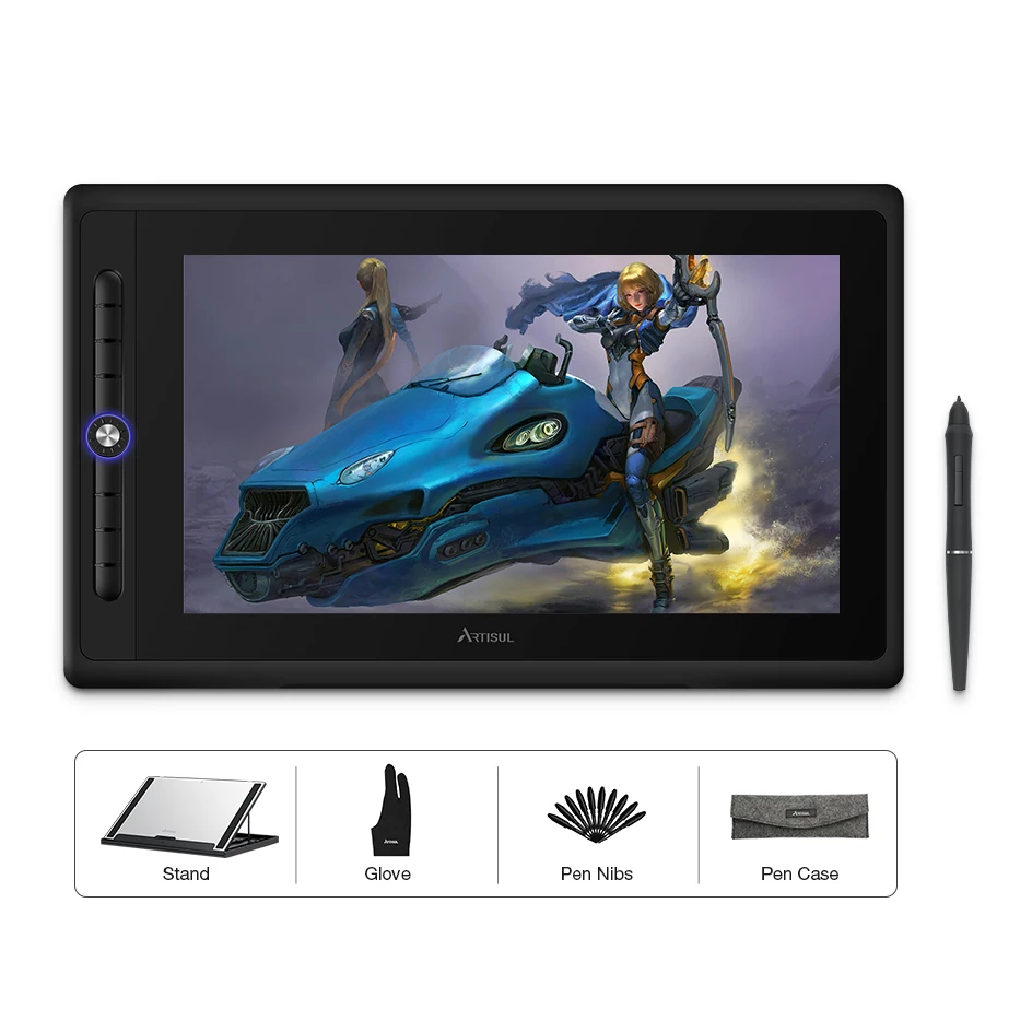 Artisul D16 PRO 15.6 inch Graphic Tablet Digital Drawing Pad Monitor with Shortcut Keys and a Dial 8192 Levels Battery-Free Pen