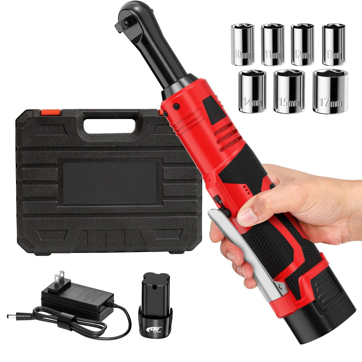 DC18V Kabelloser 3/8 Zoll Elektrischer Ratschenschlüssel mit Aufsatz, 3000 U/min, Elektrowerkzeug für Autoreparaturen