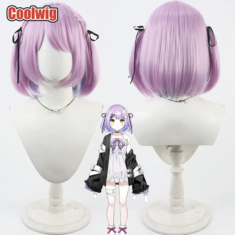 Coolwig Synthetic Hair Shinomiya Runa Cosplay Wigs Virtual YouTuber Shinomiya Runa Light Purple Mixed Blue Wig Heat Resistant