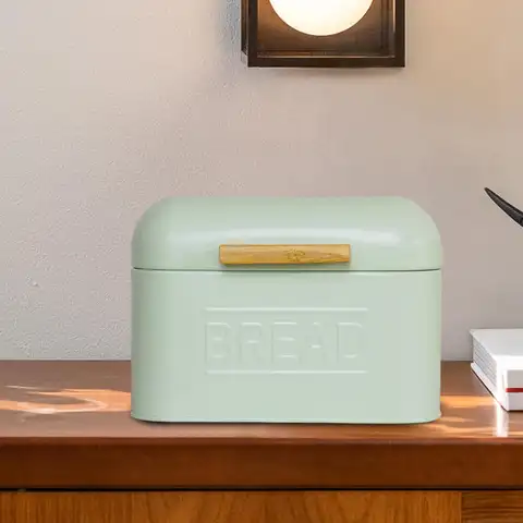 लोहे का ब्रेड स्टोरेज बॉक्स, खाद्य ब्रेड स्टोरेज कंटेनर, स्नैक कंटेनर ढक्कन के साथ, रेट्रो काउंटरटॉप पेस्ट्री किचन 8 best sales ब्रेड होल्डर - №8