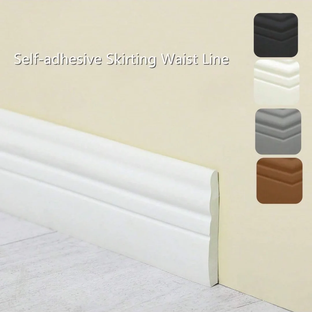 1PC 2m/78.74inch Self-adhesive Foam Baseboard Wall Stickers Waistline Floor Corner Skirting Board Stickers Wall Decoration