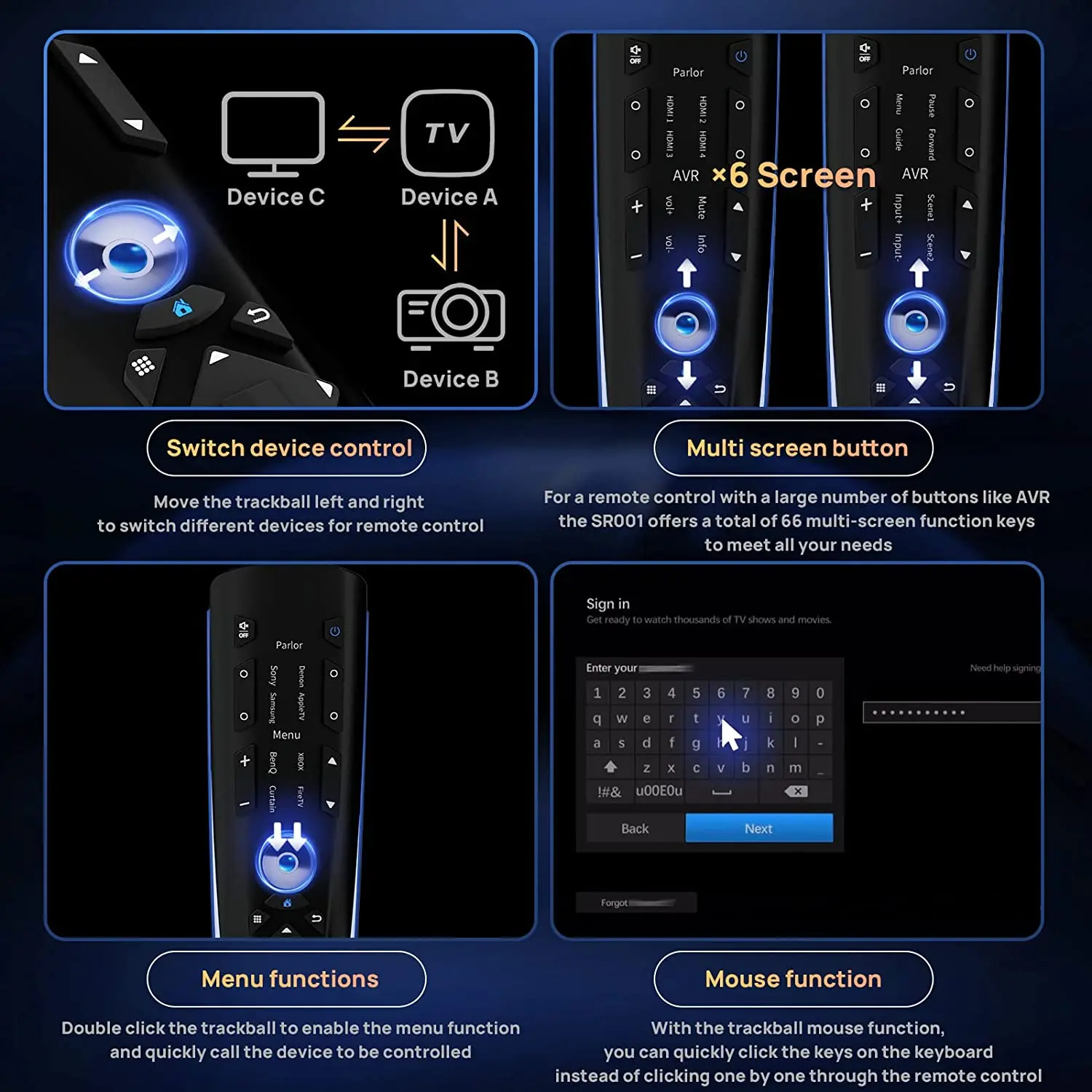 BESTJOY SR001 Universal Remote Control with App and OLED Display and Macro Key,All in One Remote Support Bluetooth&IR &RF Device