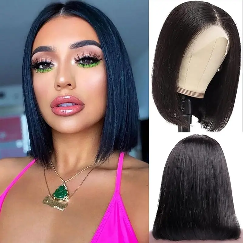 Bob Wig Human Hair 13x4 Transparent Lace Front Wigs Human Hair Pre Plucked with Baby Hair  Wigs Human Hair 180% Density For Wome