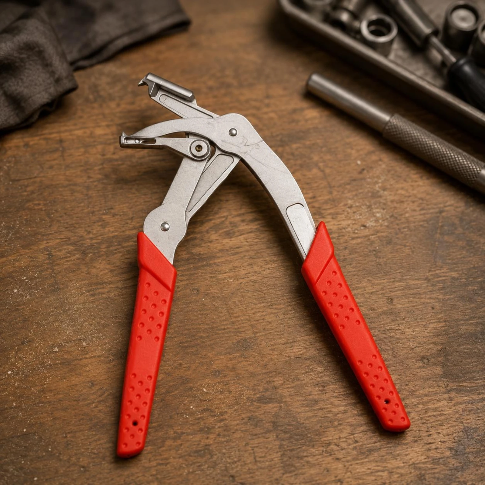 Push-in Fastener Removal Plier Spring-Assisted Push-in Fastener Removal Pliers Angled Gripping Ends Hand Tool for Tight Confined