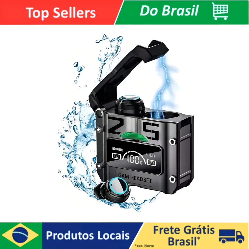Fone Bluetooth De Ouvido Sem Fio 5.3 Esportivo M25 Grave Potente Touch Led Colorido