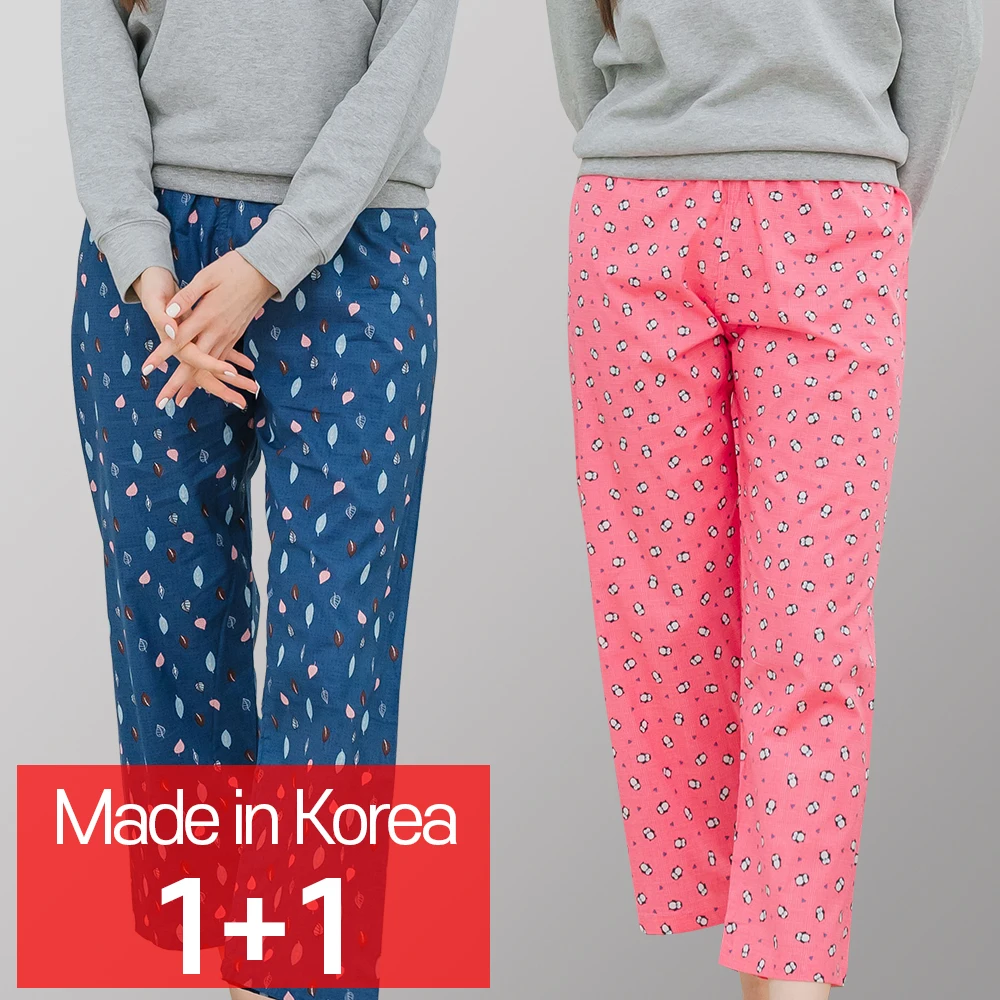 [CALL RA S](1+1 2 pieces) Women's pajamas/Asa 60 count Solsol leaves + penguin/Korean domestic // Pajamas/night wear/sleepwear/couple pajamas