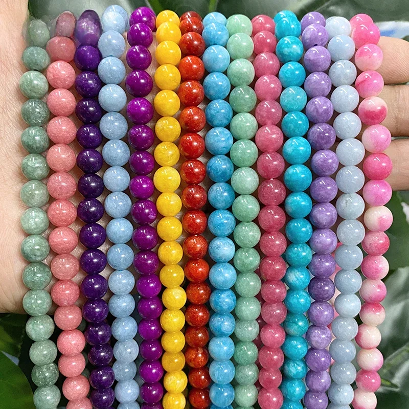 Natuursteen Glad Rood Geel Blauw Chalcedoon Ronde Losse Kralen Diy Armband Accessoires Sieraden Maken 15 "Strand 6/8/10/12mm - afbeelding 2