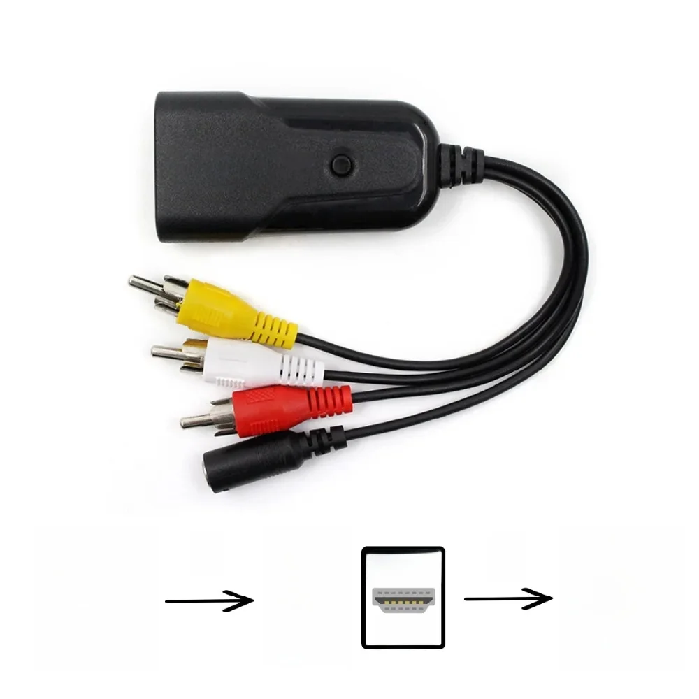 Convertisseur de composants HDMI vers RCA AV CVBS, détartreur 1080P, boîtier de câble adaptateur pour vidéo Monito L/R HDMI2AV HD, prise en charge NTSC PAL