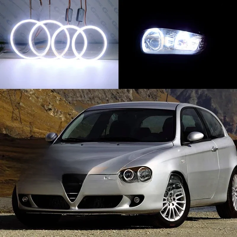 Dla Alfa Romeo 147 2005 2006 2007 2008 2009 2010 Doskonały zestaw Ultra Bright COB Led Angel Eyes Kit Halo Rings Day Light — zdjęcie 2