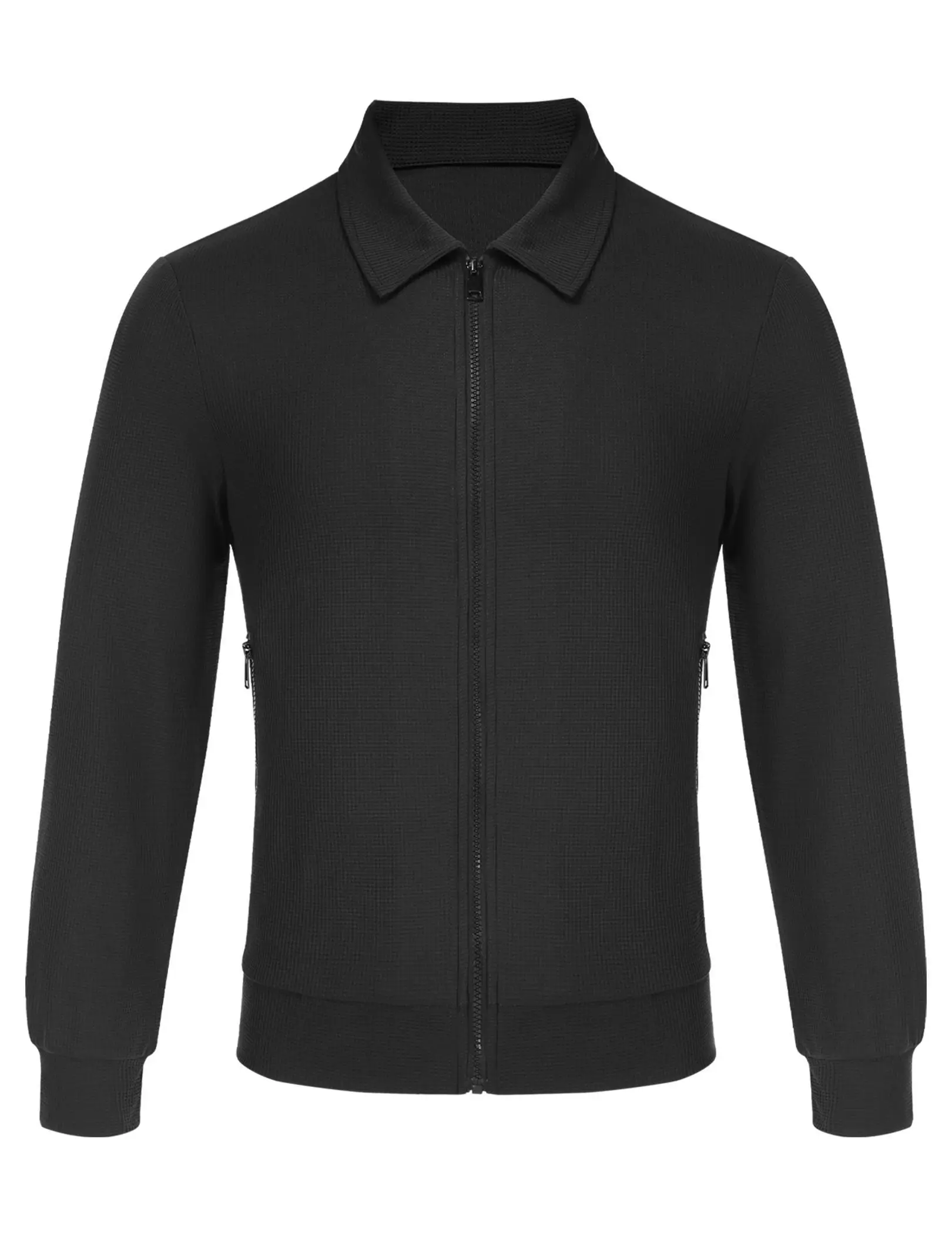 

Men's Waffle Pattern Vintage Zipper Pocket Jacket