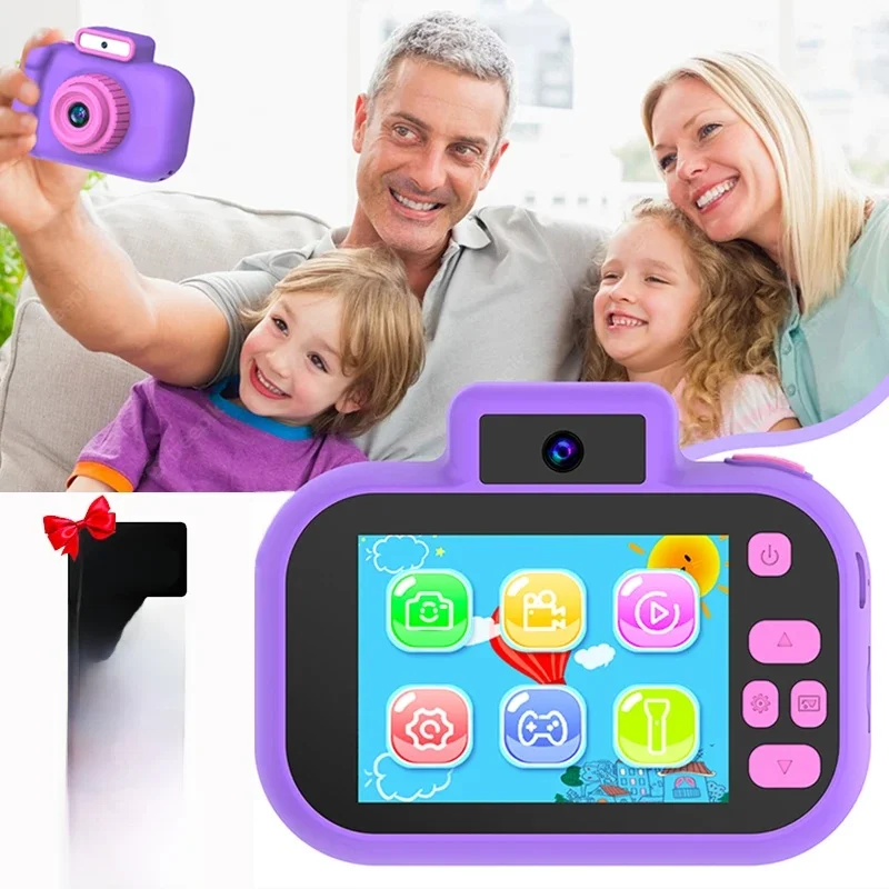 Appareil photo numérique HD 1080P pour enfants, caméra pour touristes, éclairage flash 8X, intégré, jeux vidéo, jouets, mini affichage de documents, cadeau d'anniversaire