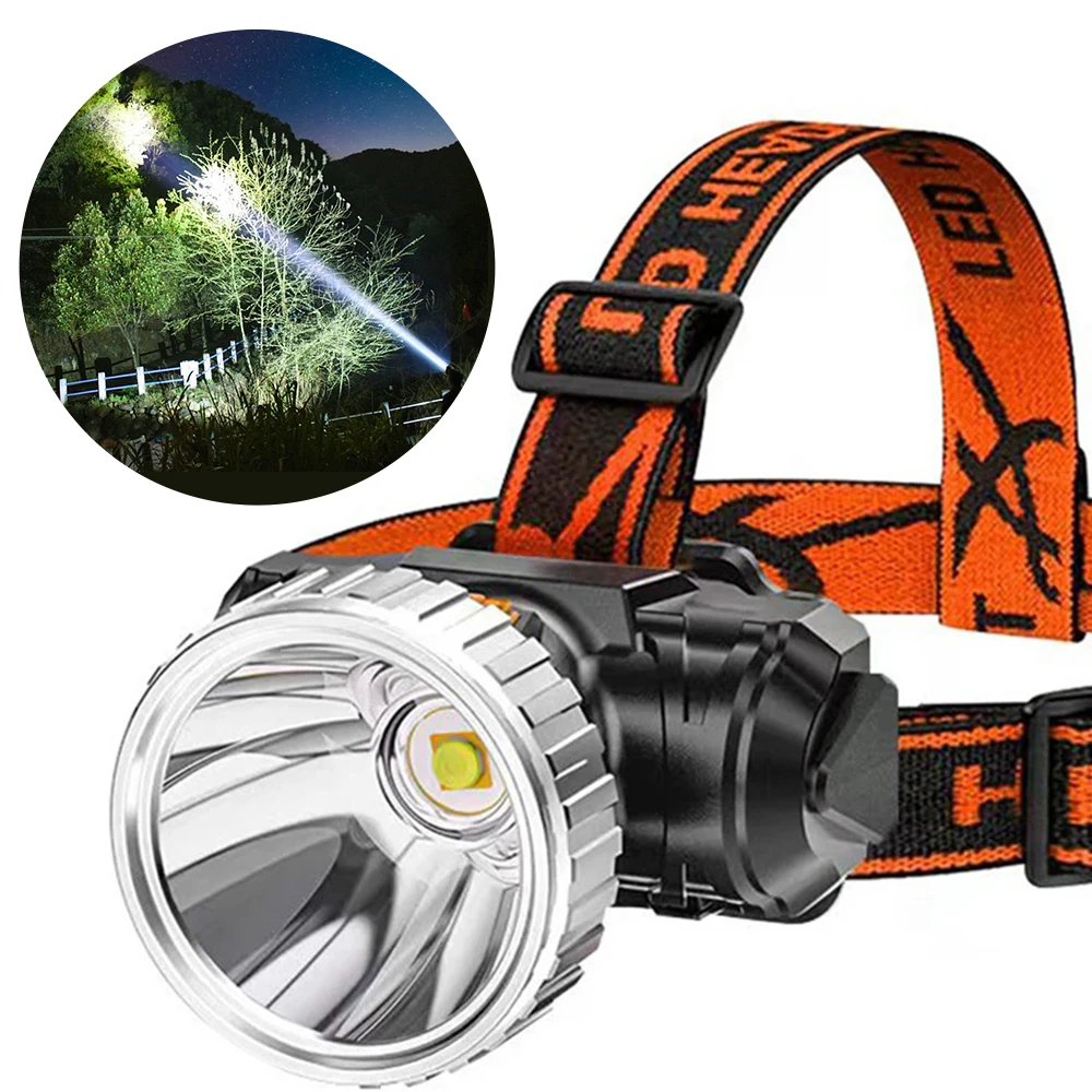 Linterna de luz superbrillante recargable por Usb, linterna frontal impermeable para exteriores, Camping, pesca, 3 modos de iluminación, Led