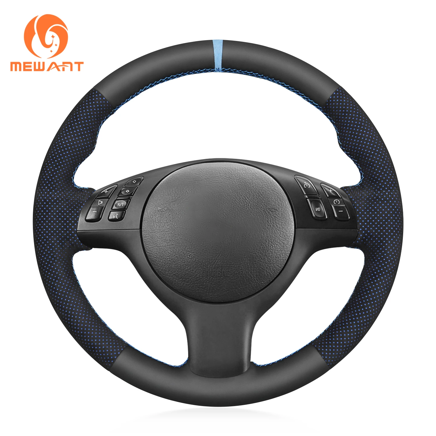 MEWANT Mesh Alcantara Leather Car Steering Wheel Cover for BMW 3 Series E46 (Sedan/Touring) E46/5 (Hatchback) E46 E39 M3 E46