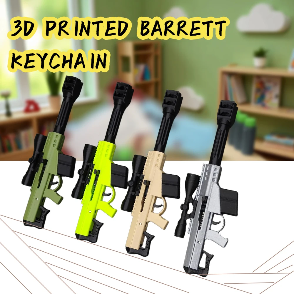 

3D Printed Barrett Keychain, A Toy Gun Model That Can Blast Energy Shoot Small Balls 3D Printed Keychain Stress Relief Toys