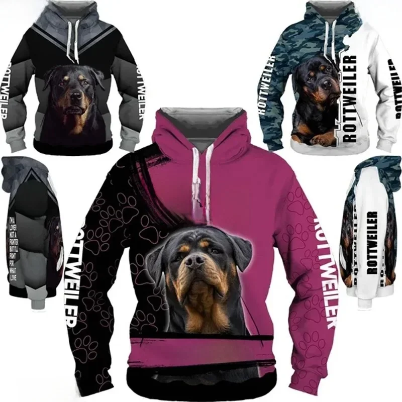 3d Print Animal Funny Rottweiler Dog Hoodies For Men Casual Pullovers Sweatshirt Loose Oversized Mens Streetwear Tops — zdjęcie 2