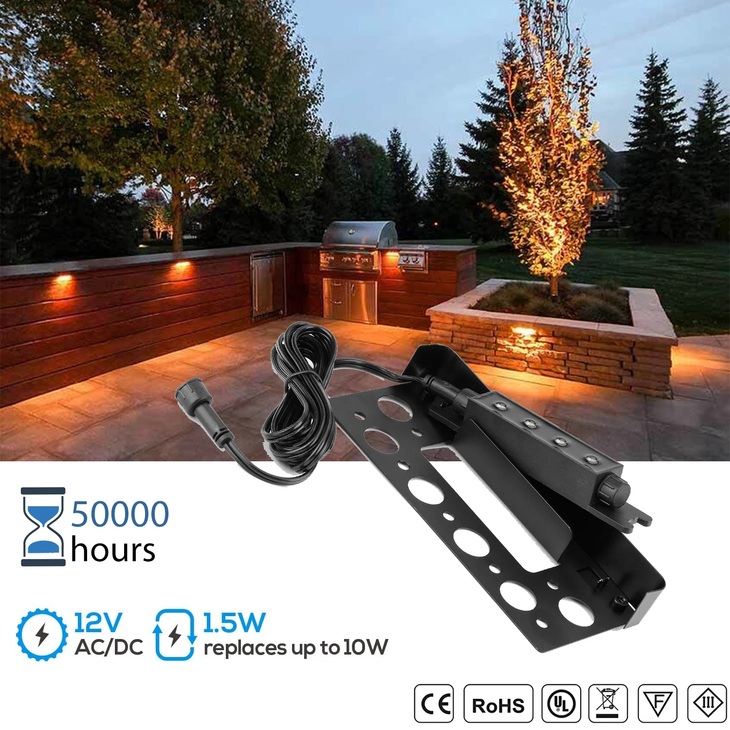 6-Pack 7 Inch LED Retaining Wall Lights,Hardscape Lighting Low Voltage,DC12V Hardscape Paver Light,3W IP67 Outdoor Step Lamps