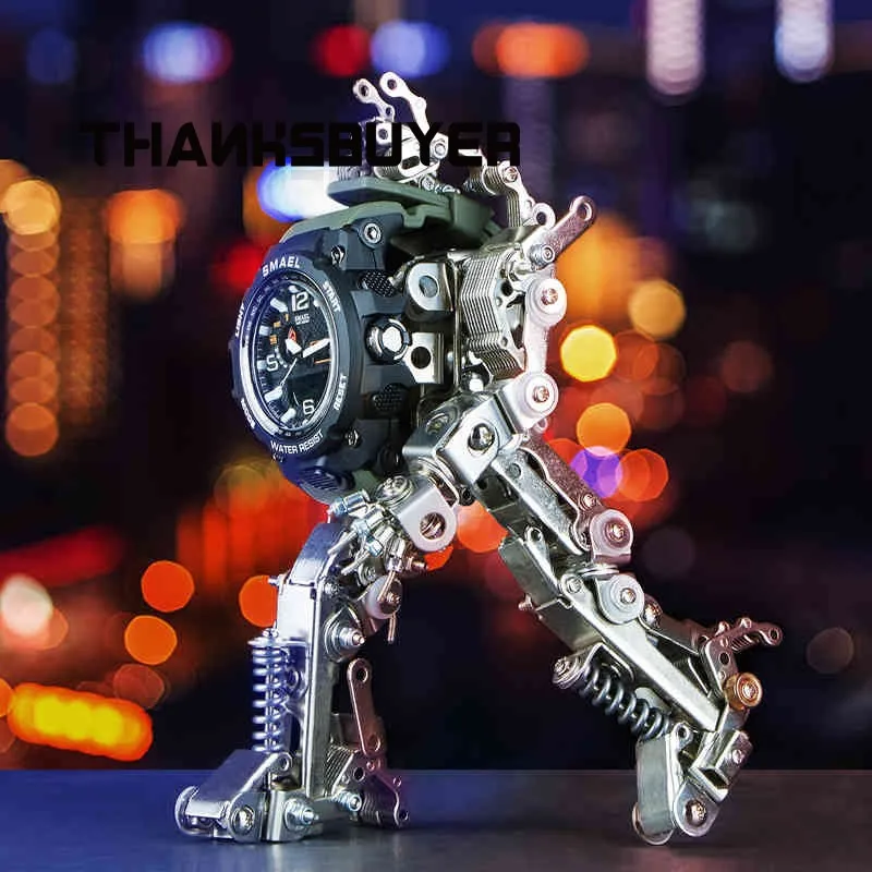 435pcs Time Machine Watch Stand Cyberpunk Style Mecha Metal Model Kit Present for Teenagers Adults