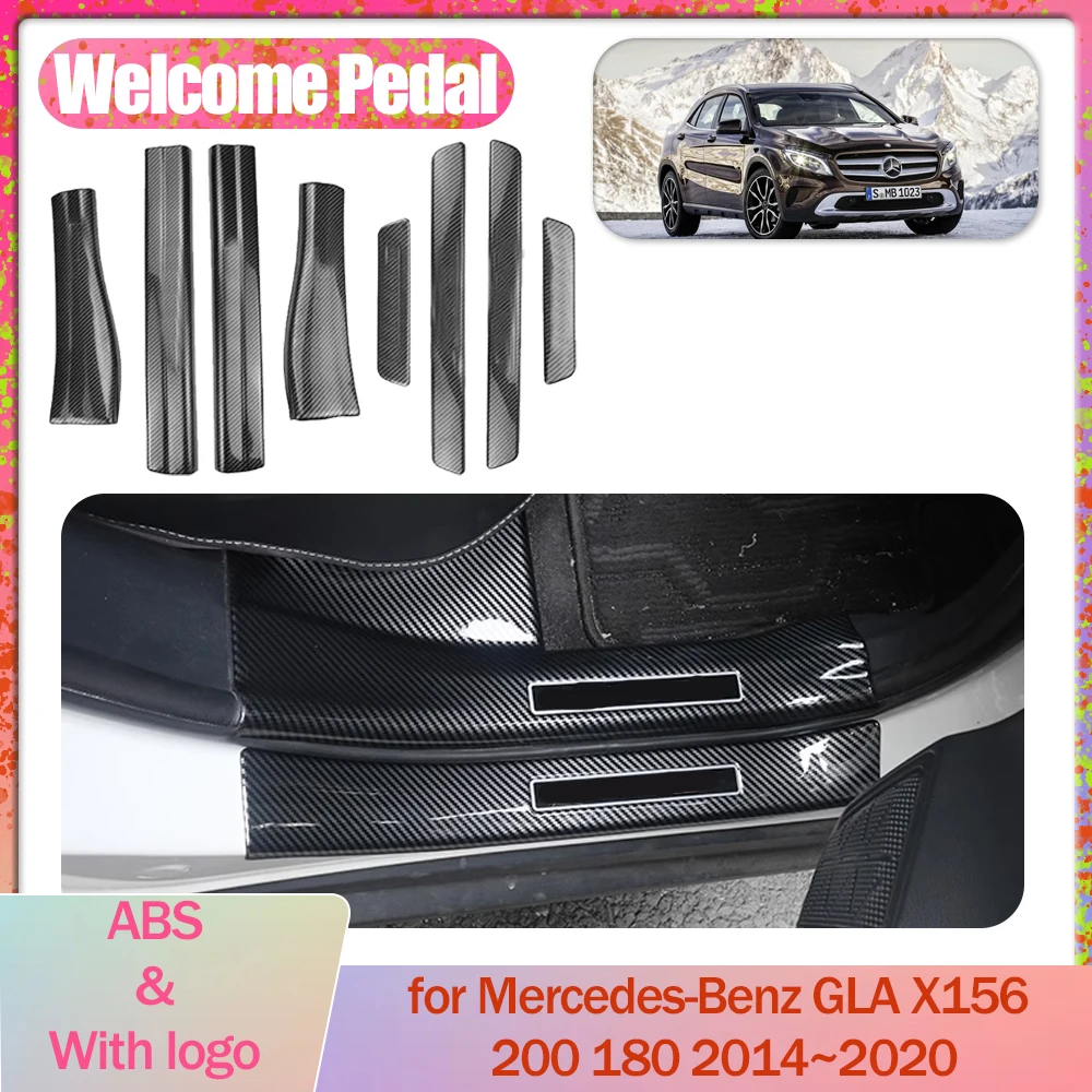 Car Welcome Pedal for Mercedes-Benz GLA X156 200 180 2014~2020 ABS Door Sill Scuff Threshold Guard Plate Trim Strips Accessories