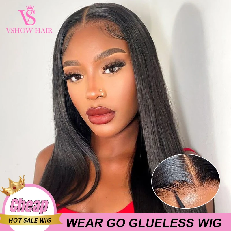 

VSHOW Bone Straight Glueless Wigs 100% Human Hair Ready To Wear Go Wigs 30 Inch Pre plucked 6x4 HD Lace Closure Wigs For Women