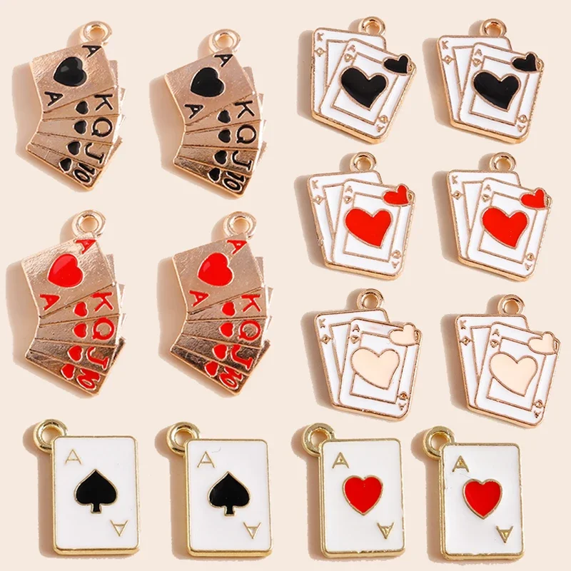 10 sztuk gra pokerowa Ace Broadway Poker Charms na kolczyki brelok do kluczy bransoletka wisiorki DIY akcesoria do wyrobu biżuterii rękodzieło — zdjęcie 2
