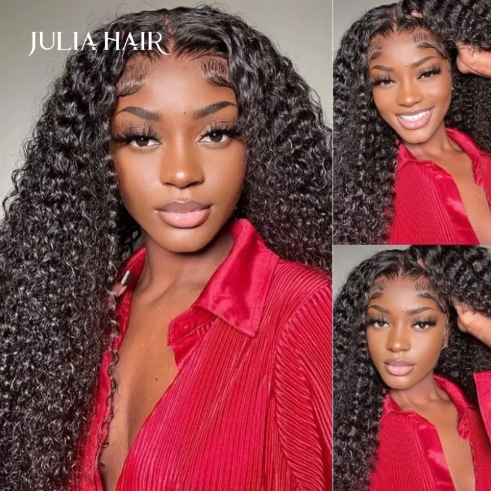 

Ali Julia Glueless Curly Wave HD Lace Closure Wig 200 250 Density Brazilian Curly Hair Lace Front Wig Pre Plucked Human Hair Wig