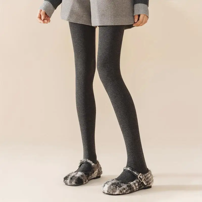 Women'S Fashion Tights, 1 Pair, Micro Warm Pantyhose, Mid-Grey And Dark Grey, 125G Thickened, High-Density Knit,