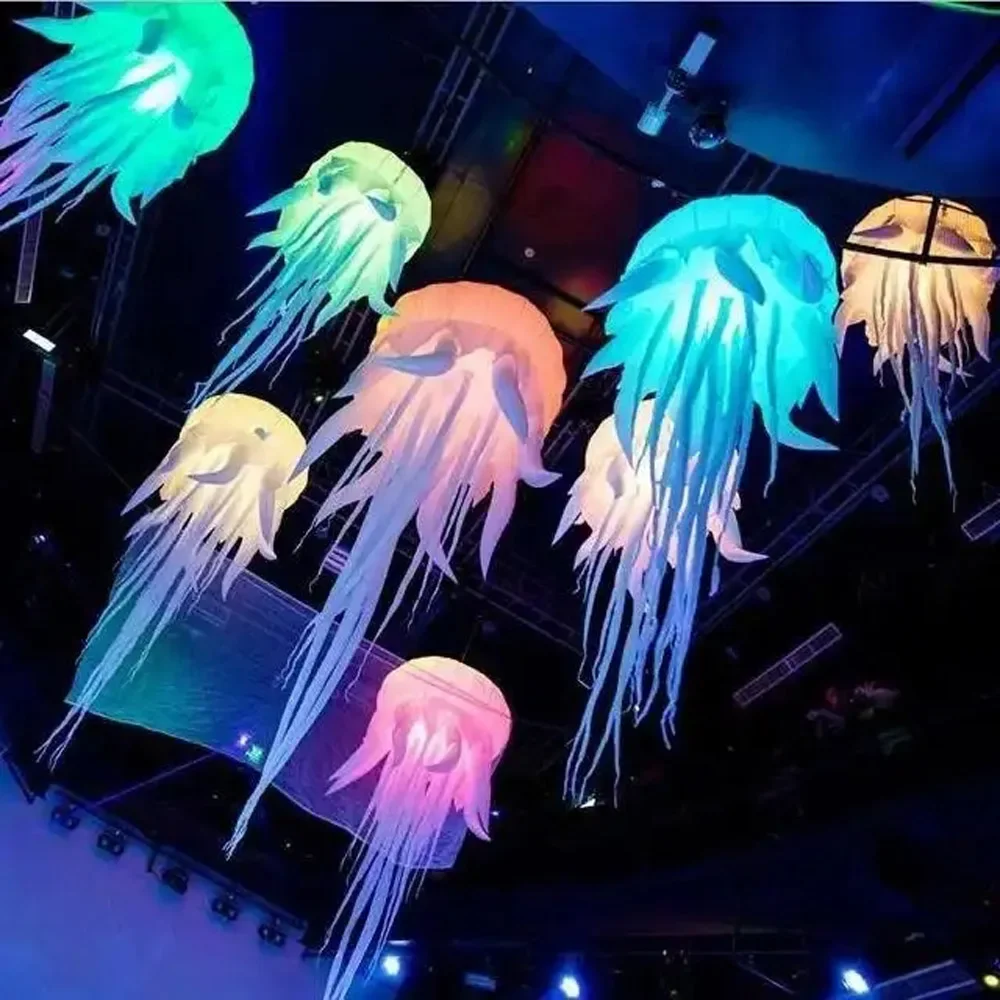 2.5m/8.2ft  Giant Inflatable Led Jellyfish Hanging Lighting Medusa Balloon Inflatable Octopus Tentacles For Party Decoration