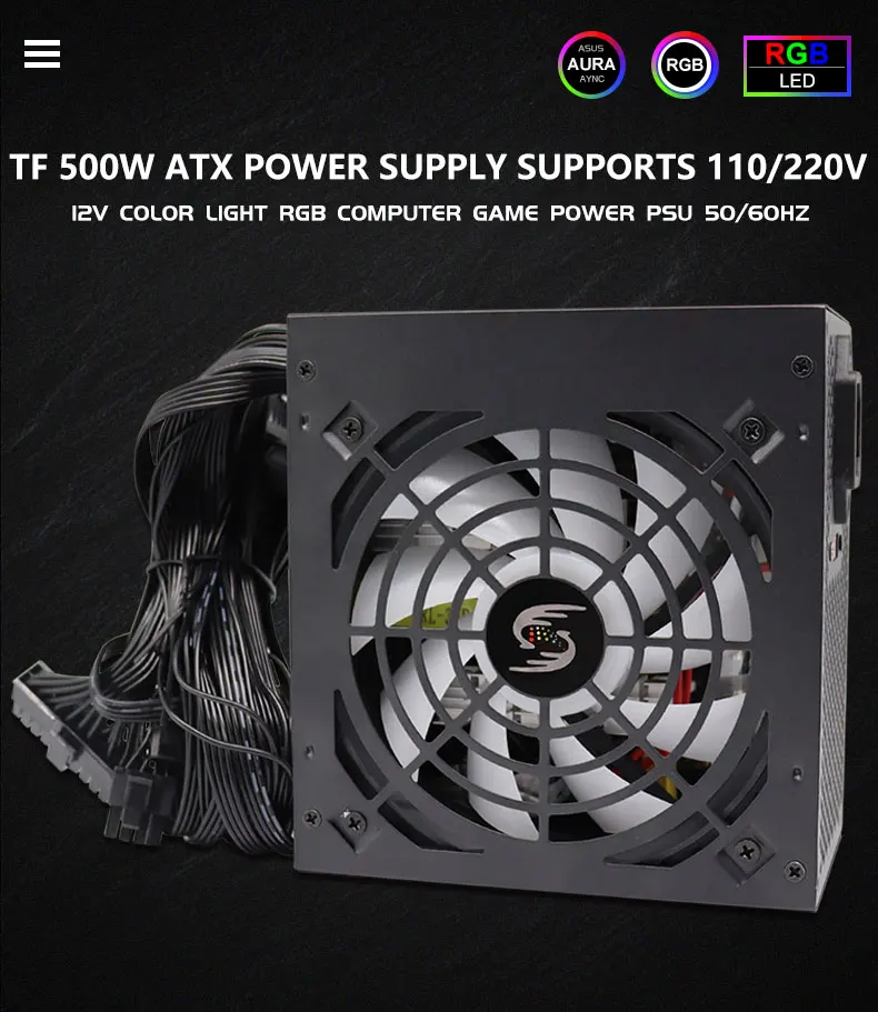 Fonte 500w PSU12V PC-Stromquellen für Büro 500W 24pin ATX Computer-Netzteil PSU 500W PC Gaming Power PC Gamer Quellenspiel – Detail 2
