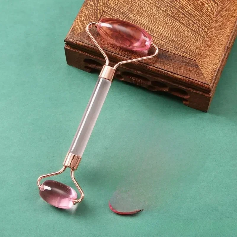 Gua Sha Deska do masażu twarzy Rose Pink Guasha Set Plate Jade Face Massager Scrapers Narzędzia do twarzy Szyja Plecy Ciało — zdjęcie 2