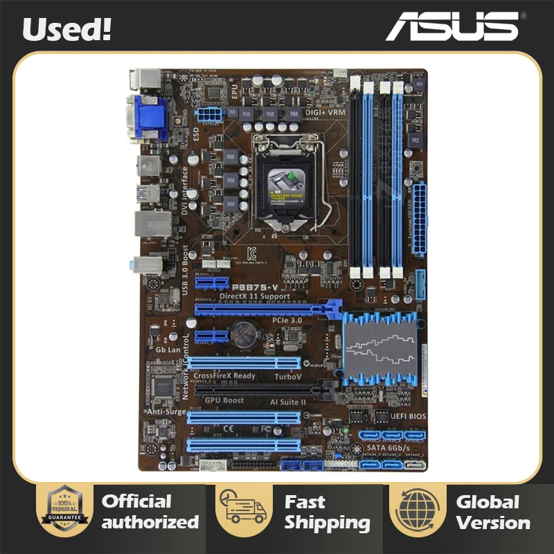 Asus P8B75-V Desktop Motherboard Intel B75 Socket LGA 1155 i3 i5 i7 DDR3 32G SATA3 USB3.0 ATX