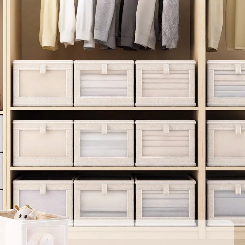 1 قطعة صندوق تخزين ملابس قابل للطي مع غطاء خزانة صندوق تخزين للملابس الداخلية الجوارب الرطوبة والغبار خزانة المنظم