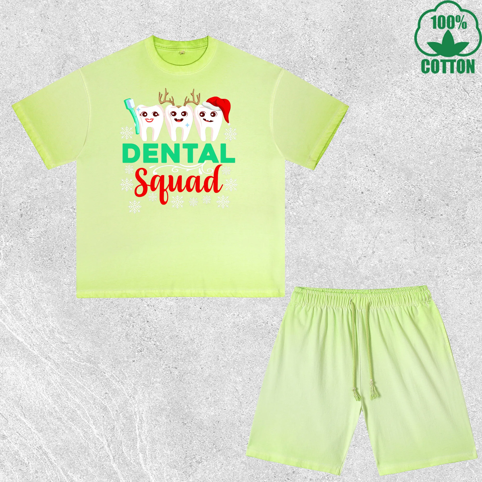 

Dental Printed Dirty Wash T-Shirt Shorts Set Multicolor Combo Loose Trendy Fashionable 100%Cotton Short Value Pack