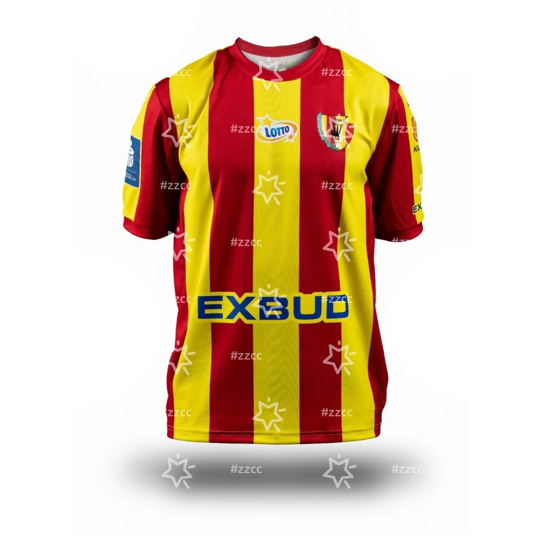 25-26 Ekstraklasa Korona Kielce المنزل لكرة القدم جيرسي الخريف الرياضة الجافة بسرعة تي شيرت رجالي ملابس الأطفال المحملة Y2k امرأة #1