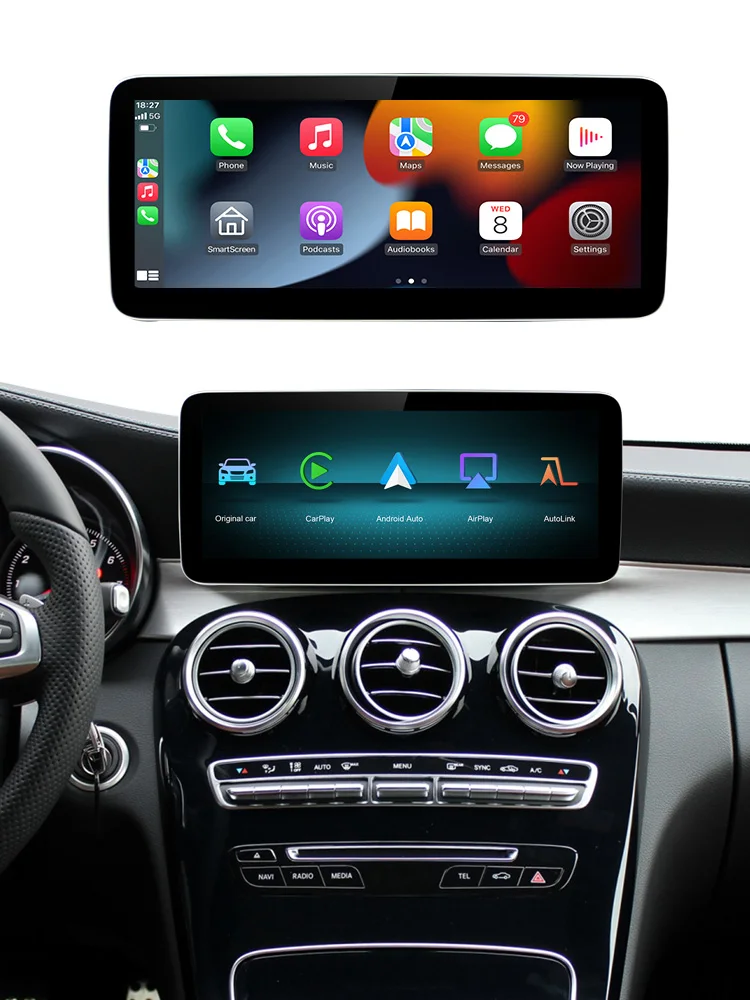Écran multimédia sans fil CarPlay Android Auto pour Mercedes-Benz Classe C W205 GLC Classe V W447 A W176 CLA GLA 2015-2018 NTG5.0