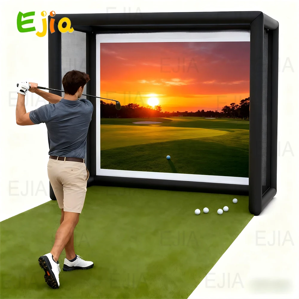 Upgraded Version 11.5*9.5FT Inflatable Golf Simulator Enclosure with Upgraded Impact Screen FOr for Home Outdoor Golf Setup