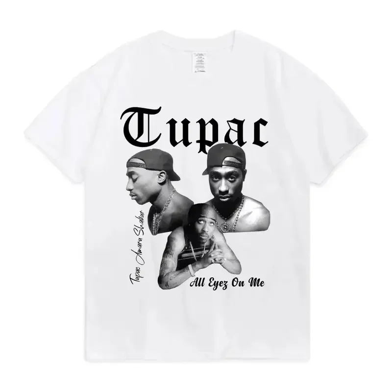 Rapper Tupac 2pac Graphic T Shirt Fashion High Quality Short Sleeves T-shirts Hip Hop Streetwear Men's Cotton T-shirt