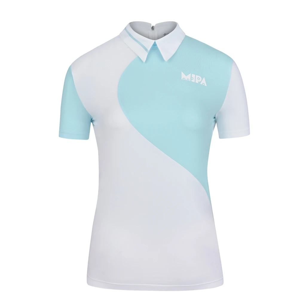 

Mipa Short-Sleeved Women Daisy Parttern and Delicate Color Combination Polo Shirt Slim Fit for Spring Summer Women's Golf Shirts