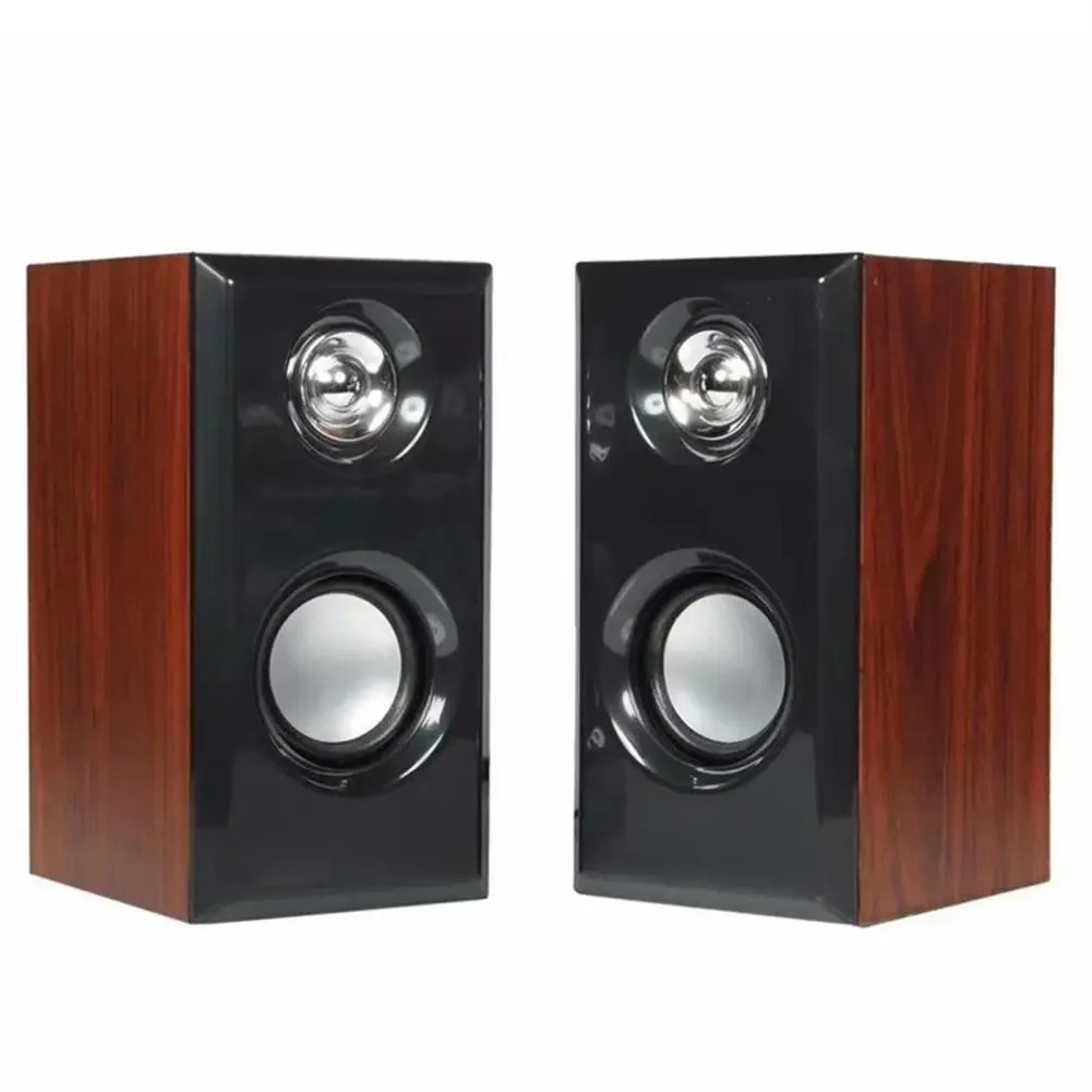 Haut-parleurs en bois filaires USB, caisson de basses stéréo, boîte de son, entrée AUX 3.5mm, alimentation USB, haut-parleurs d'ordinateur pour ordinateur de bureau, téléphone intelligent