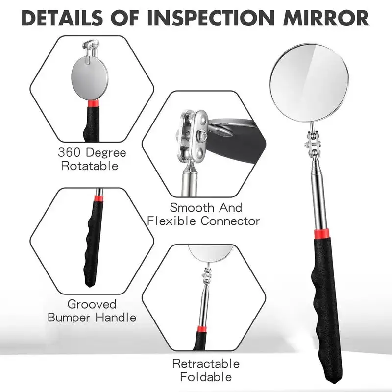 Car Mechanical Repair Tools Adjustable Angle View Pen Automotive Telescopic Detection Lens Mirrors Magnet Attractor