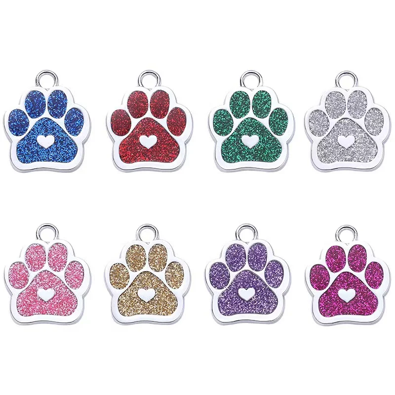 10Pcs Enamel Footprint Keychain Dog Bear Paw Print Dog Tag Paw Charms Personalised Key Chain Keyring Hang Charms ID Tags KeyRing