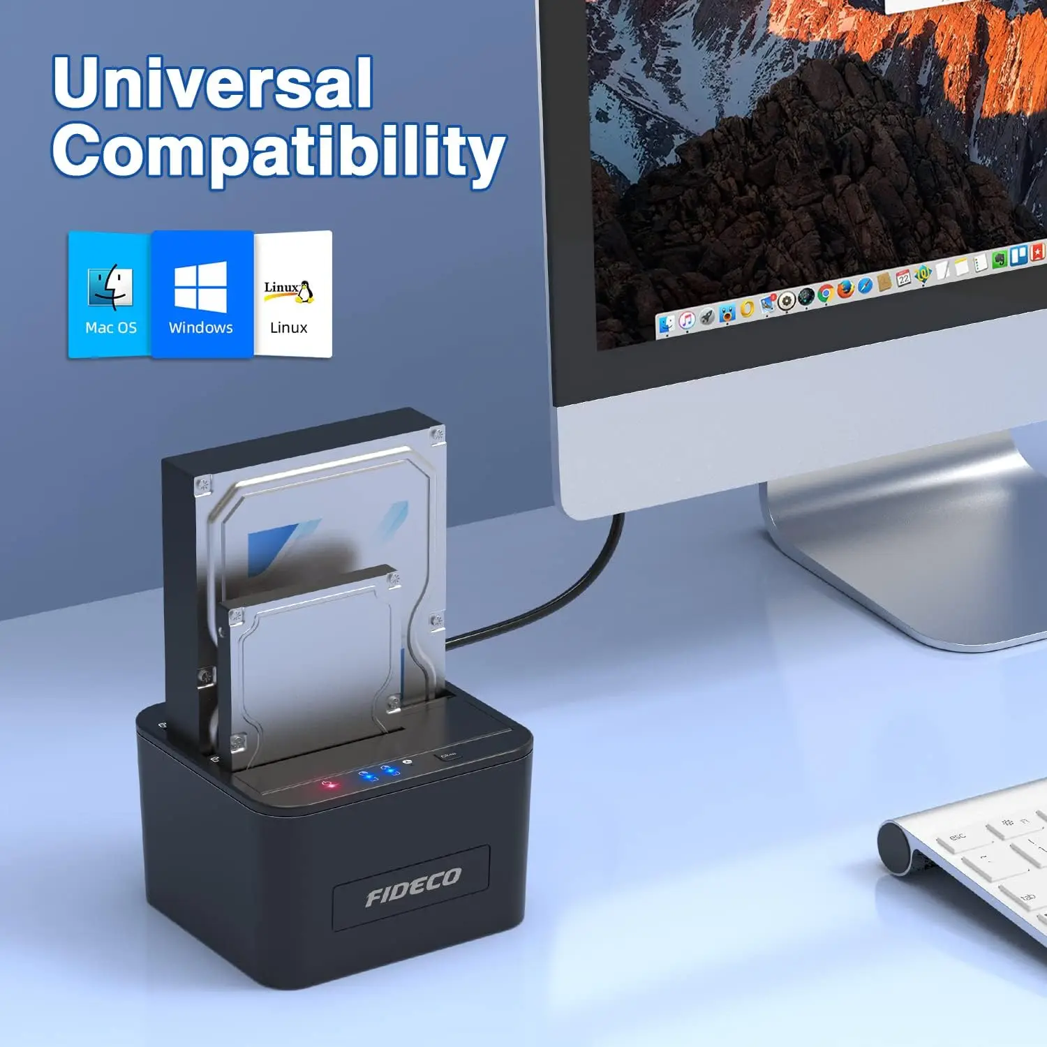 FIDECO Dual Bay غير متصل الاستنساخ USB 3.0 5Gbps 2.5 3.5 بوصة HDD SSD 1 إلى 1 الناسخ SATA ABS استنساخ محطة الإرساء