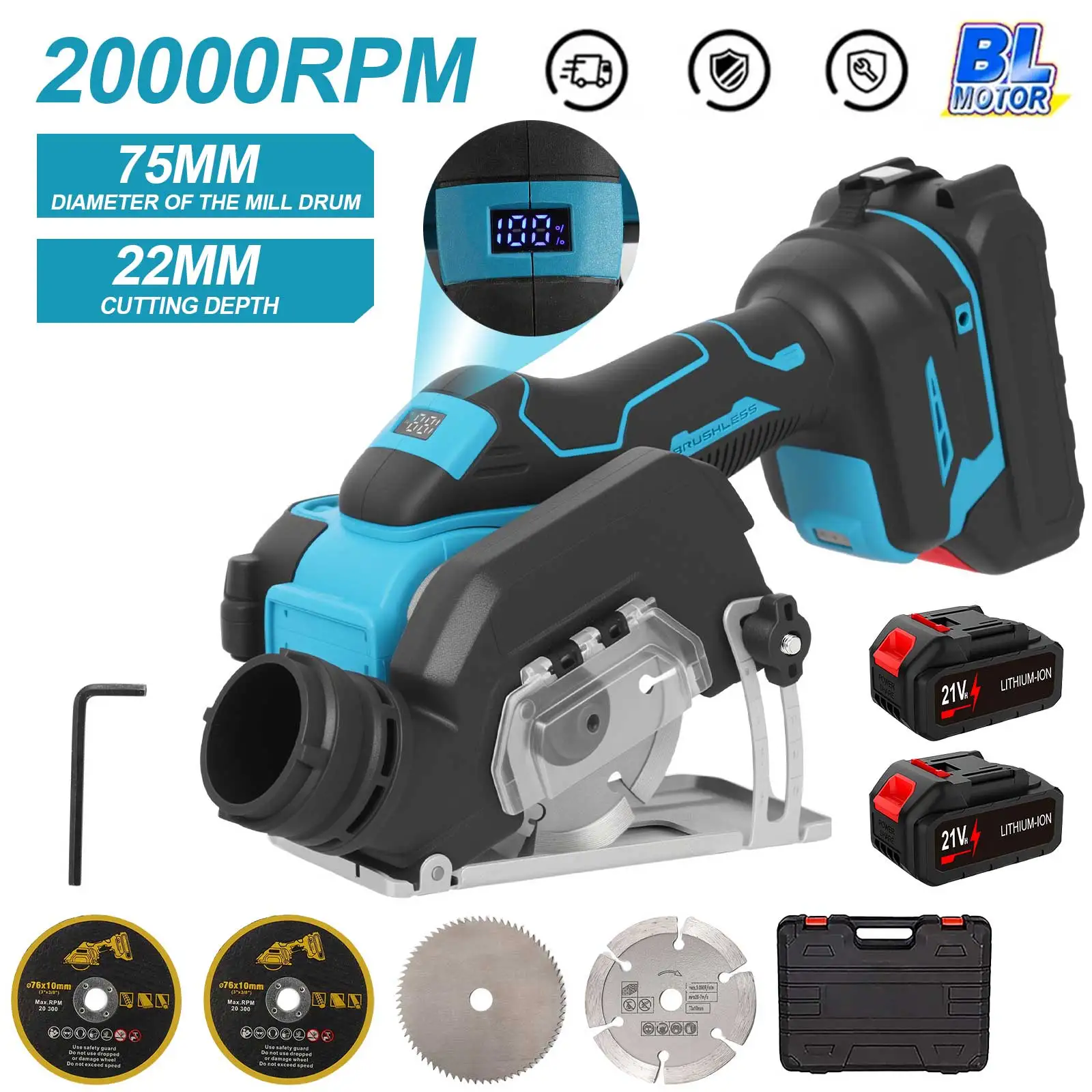 Makita – scies circulaires électriques sans balais, outil de coupe sans fil de 3 pouces, outils de travail du bois portables réglables pour outil à batterie 18V