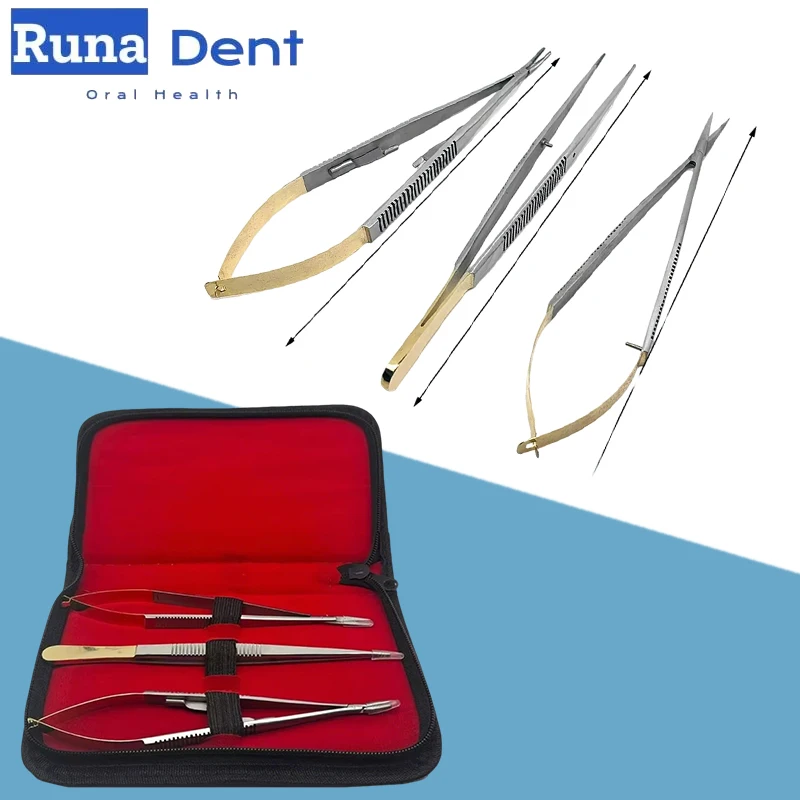 

3Pcs/set Dental Castroviejo Needle Holder 18cm Surgical Scissors Tweezers Orthodontic Implant Dentistry Tools