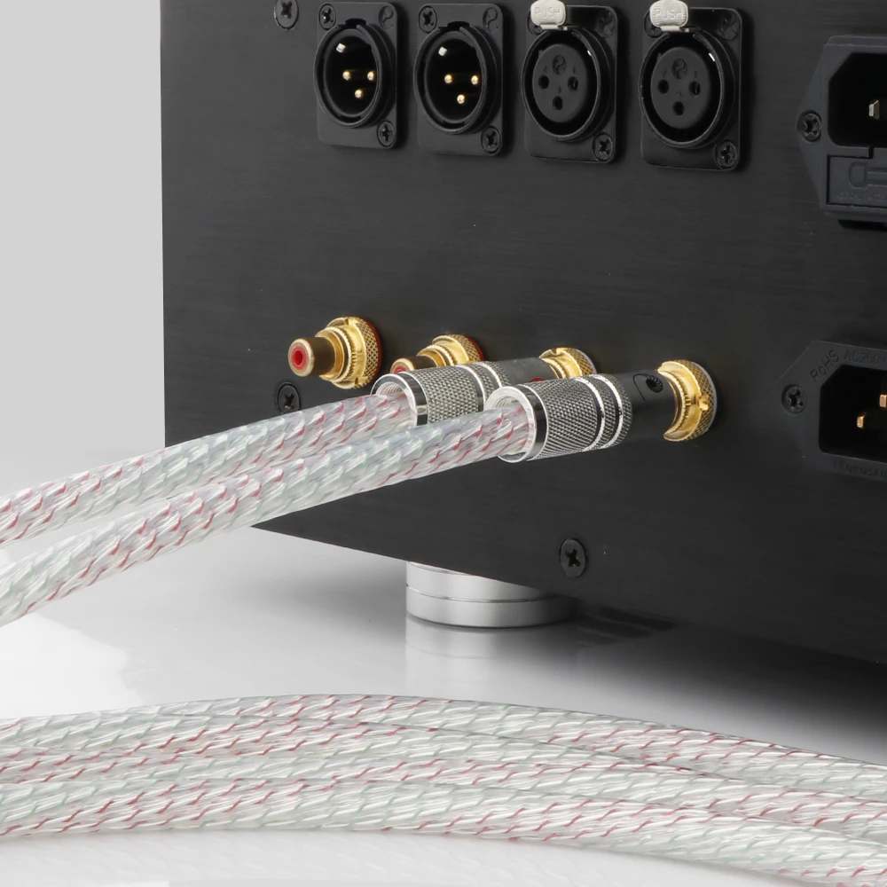 X438 쌍 Hifi 7N 실버 도금 오디오 RCA 상호 연결 케이블(로듐 도금 RCA 커넥터 포함)(2개)