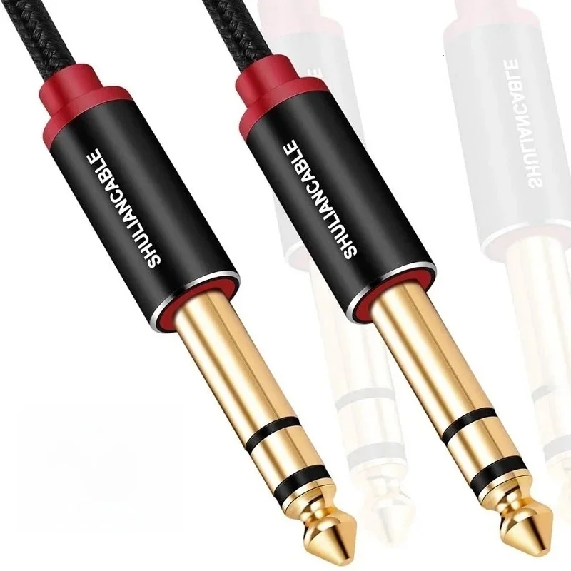Câble d'instrument SHULIANCABLE 6.35mm (1/4) TRS à 6.35mm (1/4) câble audio stéréo TRS, adapté aux guitares électriques basses