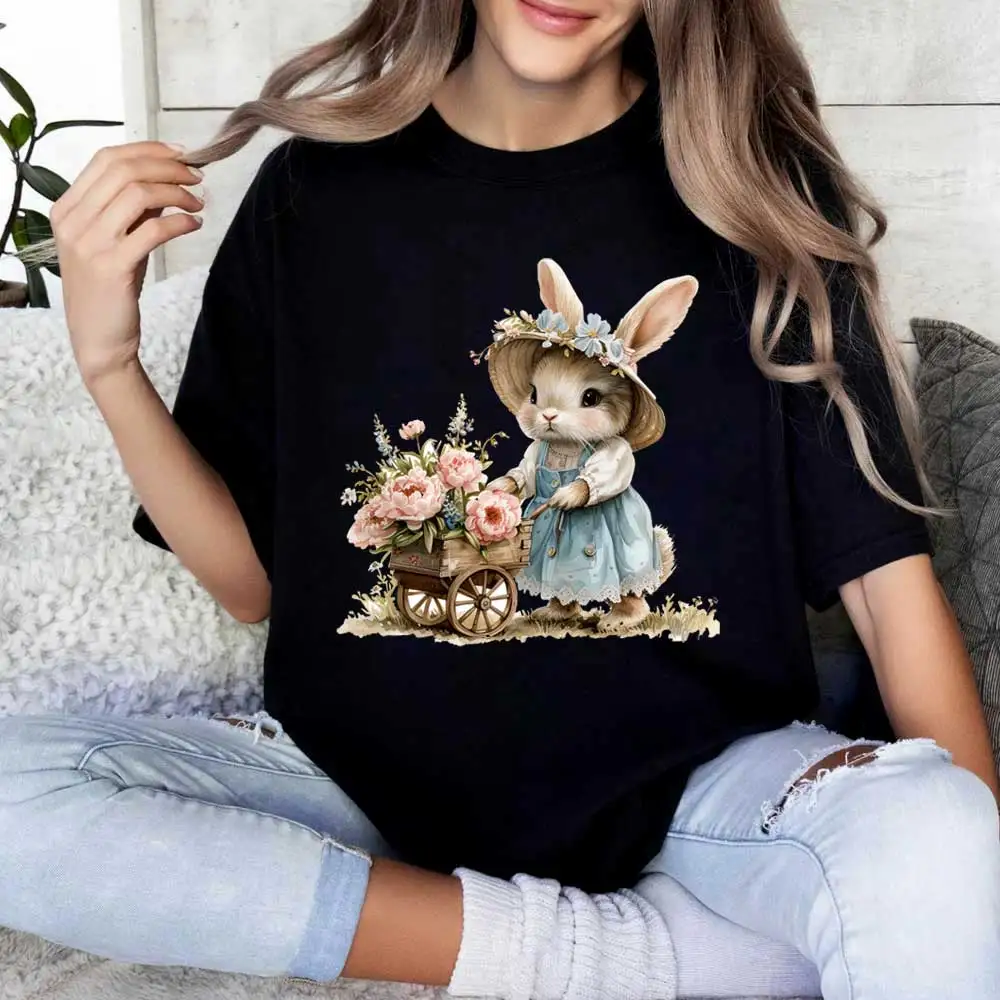 Adorable Little Bunny Iron-on Transfer For Clothing DIY A-Level Washable T-shirt Thermal Sticker Beautiful Animal Design Patches