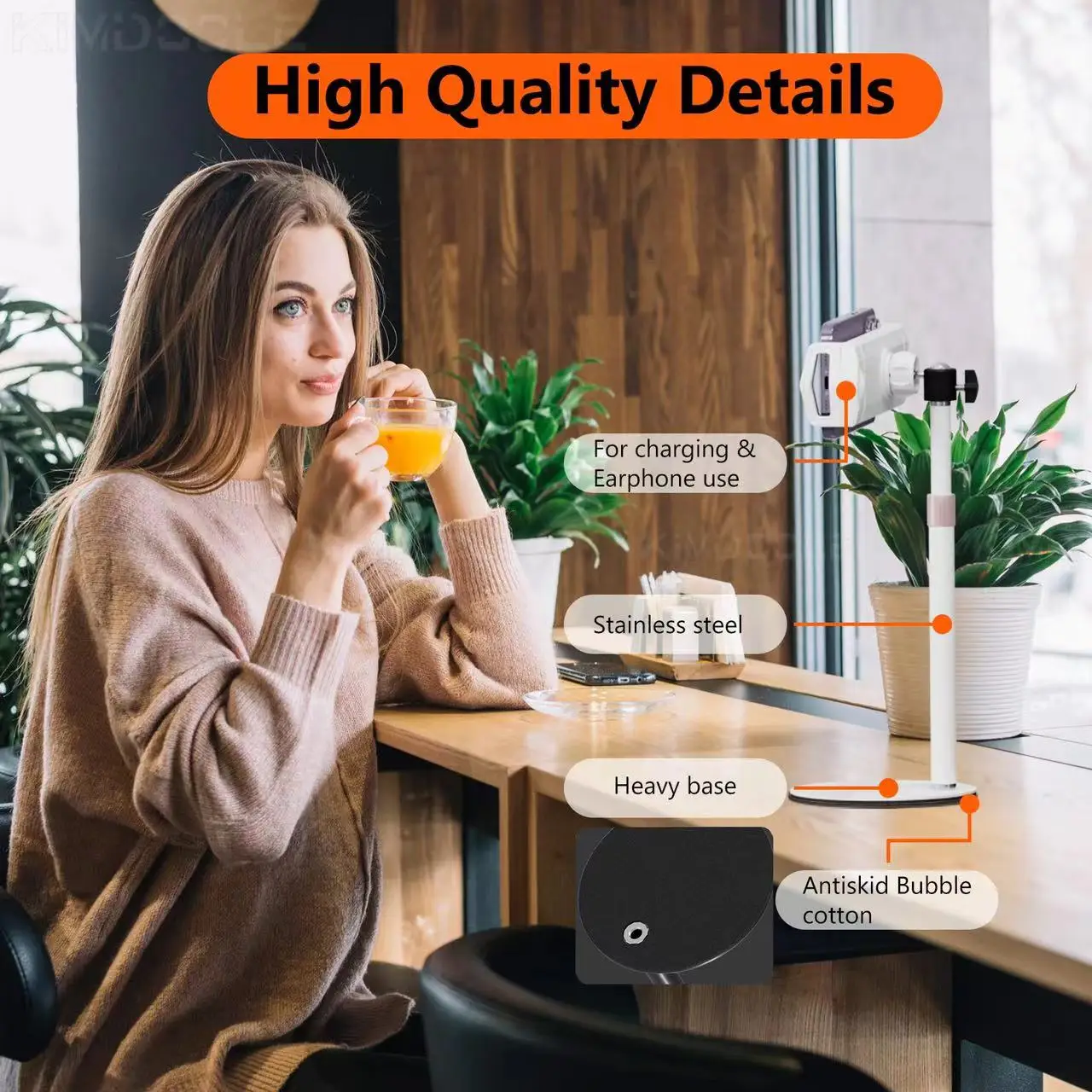 Kimdoole Portable Monitor Stand Height Adjustable Vesa Monitor Tablet Stand Free Standing Low Profile Desk Mount Monitor Support image 2