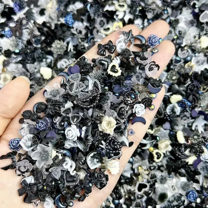 100Pcs Mixed Cute Cartoon Nail Charms 3D Resin Flower Bow Fruit Nail Art Decorations Manicure DIY Phone Case Akcesoria — zdjęcie 2
